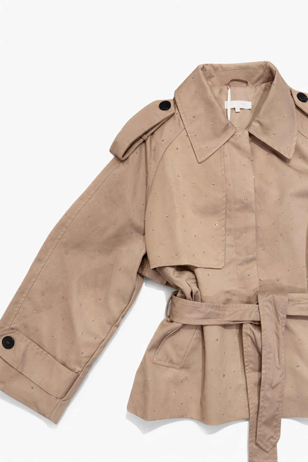 Trench corto con cristalli