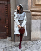 Maglione girocollo in maglia fine grigio