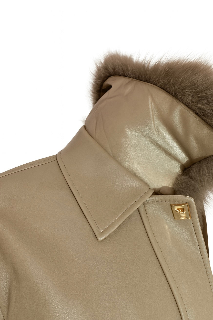 Giubbotto in ecopelle con pelliccia removibile