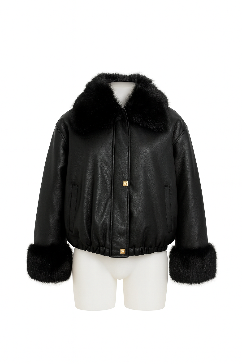 Giubbotto in ecopelle con pelliccia removibile