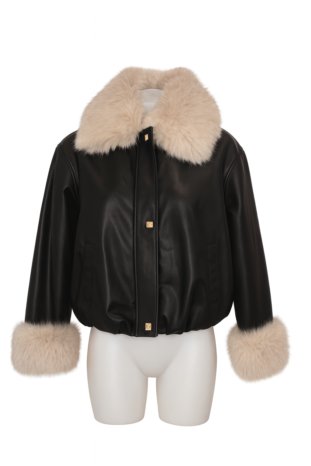 Giubbotto in ecopelle con pelliccia removibile